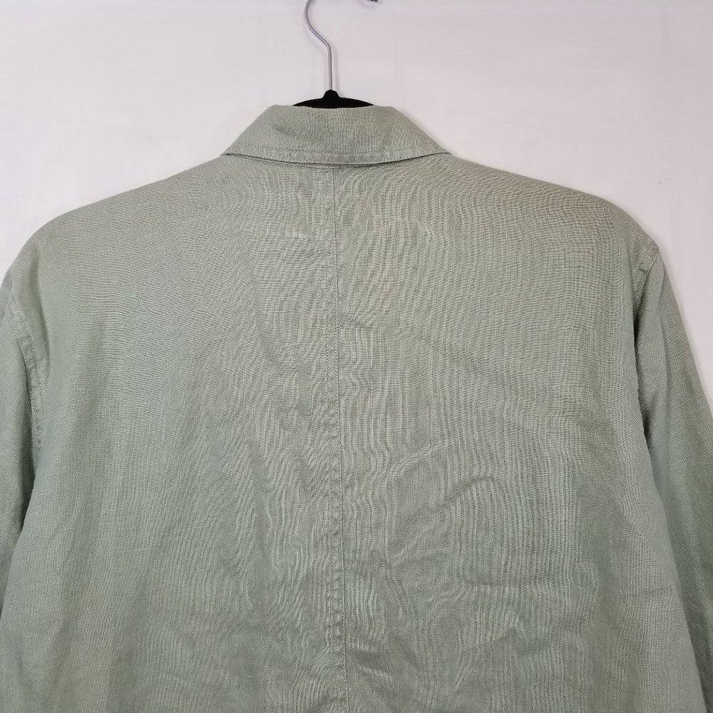 J Jill 100% linen pleated back jacket light green size XSP petite short buttonup - Picture 6 of 9